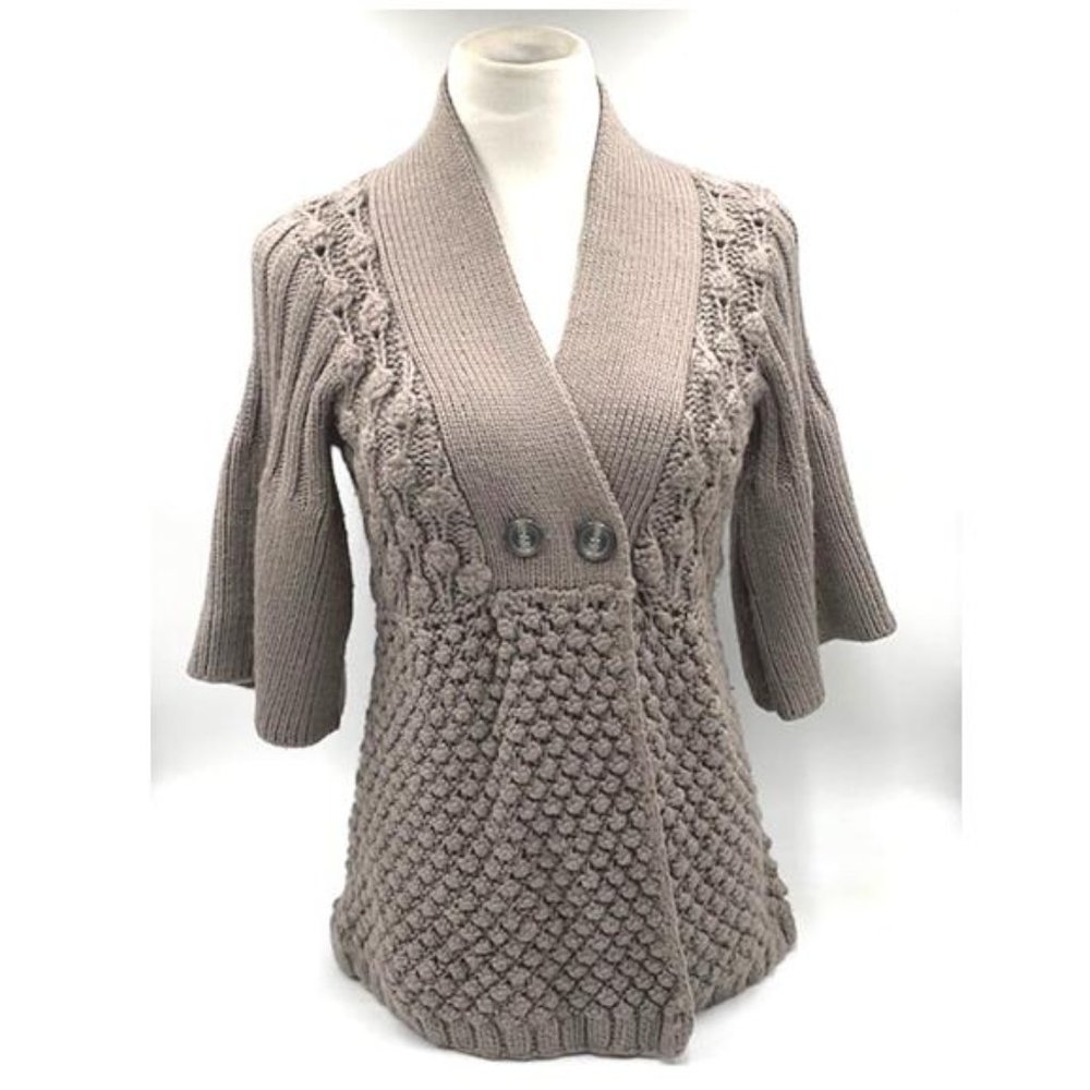 Design History Gray Knit Sweater Top 3/4 Sleeve